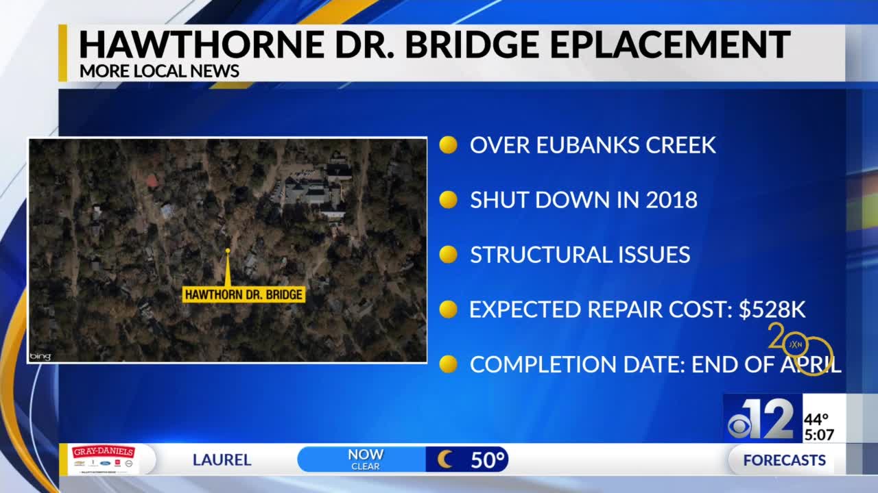 Hawthorn Drive bridge to be completed by end of April WJTV